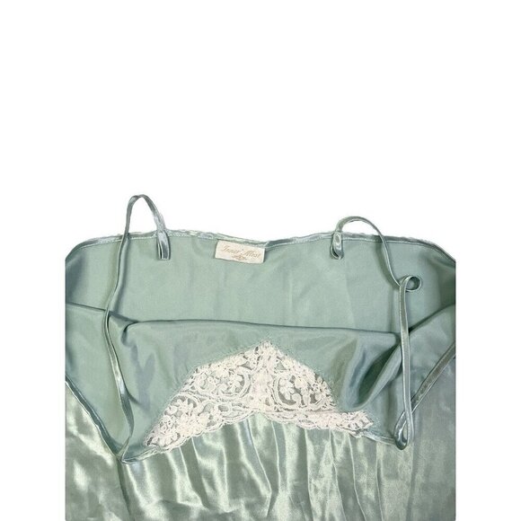 Vtg Lace Midi Fairy Slip Dress Lingerie Lace Sissy Teal Large Satin Whimsical - Picture 7 of 12